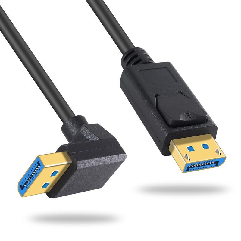 Duttek كابل ديسبلاي بورت بزاوية 90 درجة 1.4 بطول 3 أقدام/1 متر، كابل ديسبلاي بورت 1.4 بدقة 8K، كابل DP ذكر إلى ذكر بشكل L بزاوية 8K/60Hz، متوافق مع 4K/240Hz لأجهزة الكمبيوتر، DVD، معدات الألعاب، أجهزة التلفاز. - Image 2